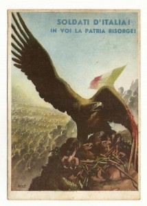Cartolina Boccasile Soldati d'Italia in voi la Patria risorge
