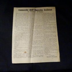 Documenti cartacei Militaria RSI – Volantino- Comando dell’Esercito Italiano – Gabriele D’Annunzio -1920
