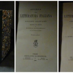 Storia della letteratura italiana di Adolfo Gaspary tradotto da Nicola Zingarelli Vol I- 2 Torino –  Loescher 1887 – 1891