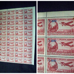 Romania Posta Aerea 1948 sovrastampato 3 bani su 30 Lei rosso bruno  N°59 catalogo Yvert & Tellier