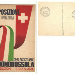 Cartolina 2° Esposizione Italo Svizzera 12-27 Agosto 1950 Domodossola Riduzioni Ferroviarie, Timbro Esposizione Italo Svizzera