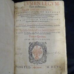 Volvmen Legvm – Tam Posteriores – Tres libros Codicis – Tomus Quintus Venetis 1606