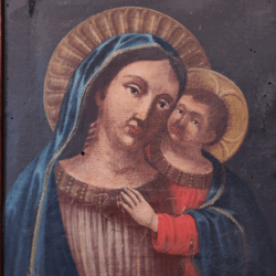 Quadro antico 1800 Santa Maria Vergine con Gesù bambino Natività Santa Madonna