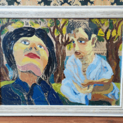 Quadro Beppe Serafini Tecnica mista su carta di giornale